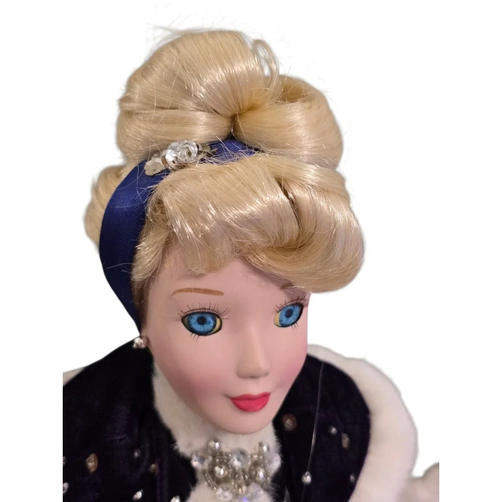 Cinderella Holiday Princess Porcelain Keepsake Doll Blue Velvet Winter Gown